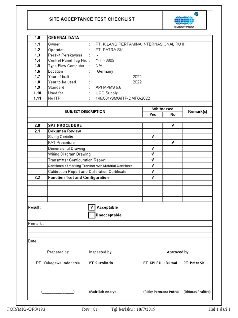 CP 1.2 Checklist PDF Metrology Computing