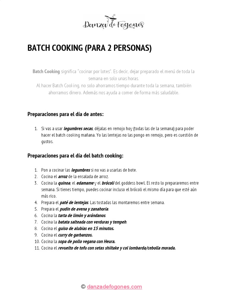 Batch Cooking | PDF