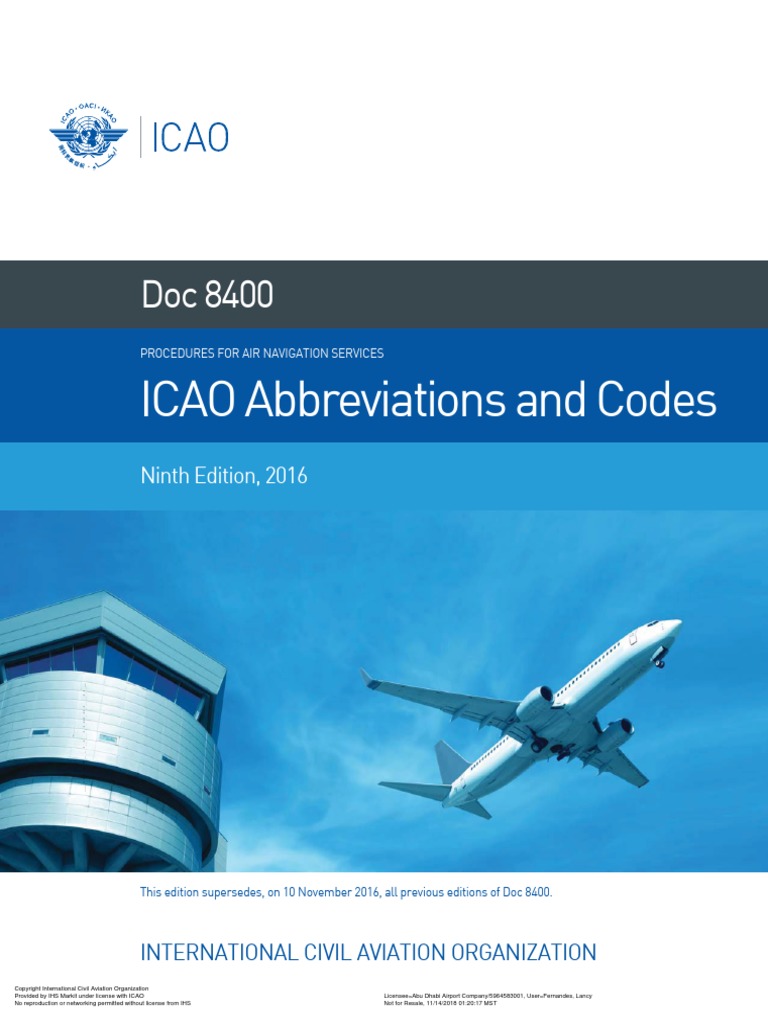 Document 8400 Abbreviations and Codes PDF Code Aviation