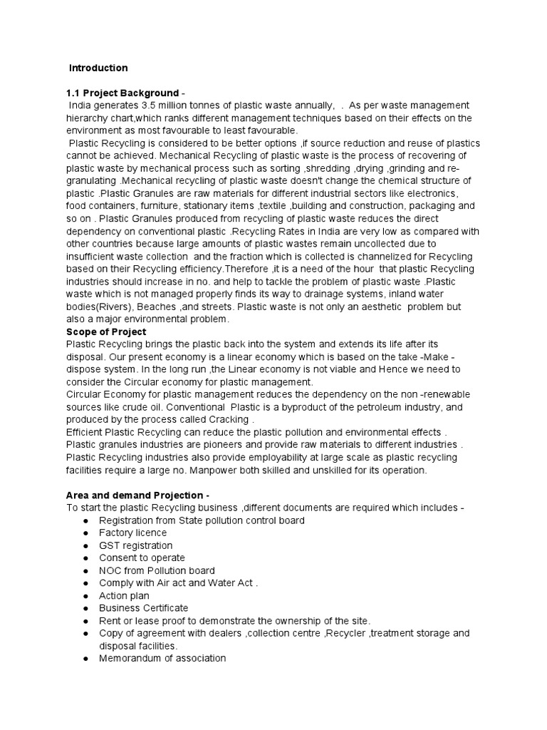 Establishing a Circular Economy A Proposed Plan for a Plastic