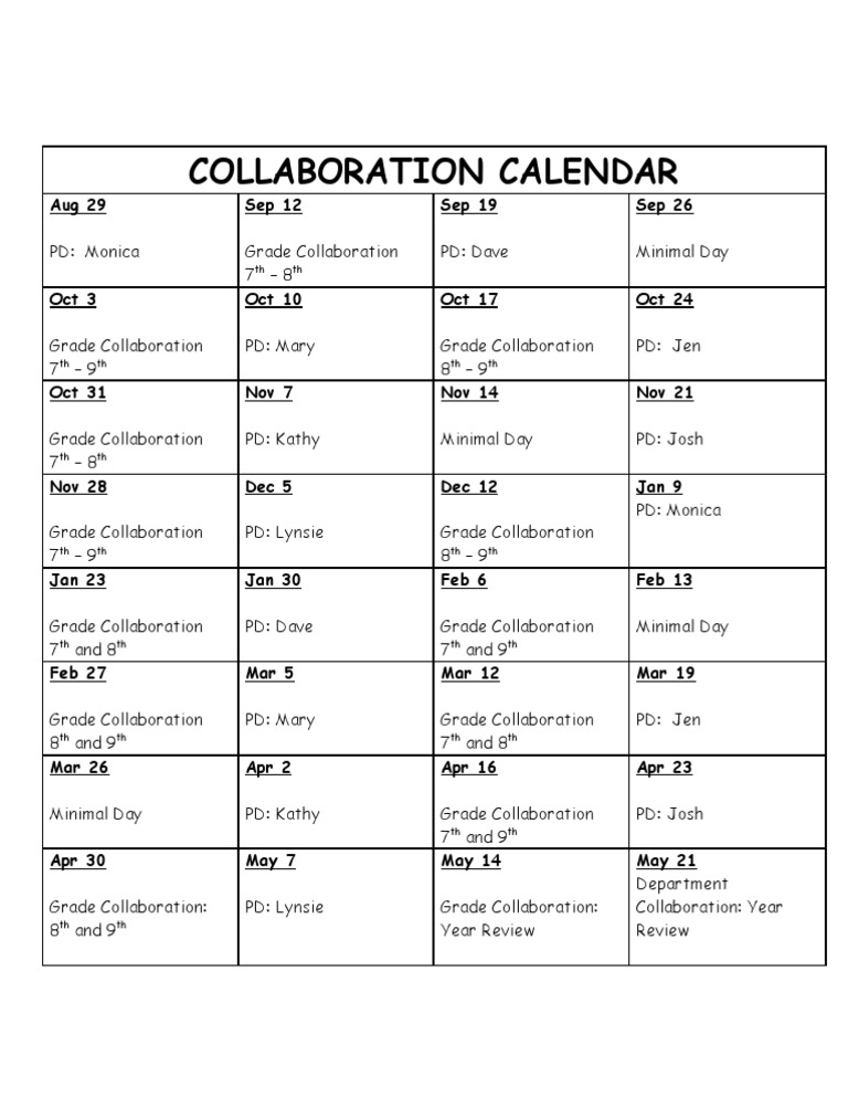 Collaboration Calendar  PDF