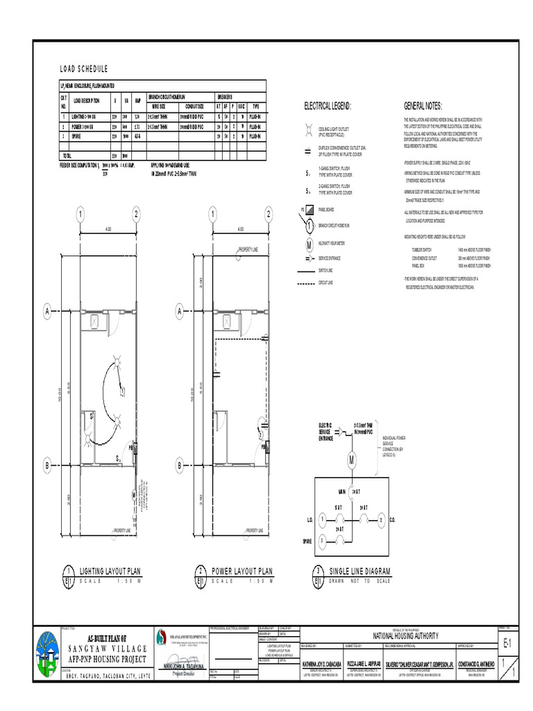 As-Built Electrical Plan for Sangyaw Village | PDF | Electrical Wiring ...