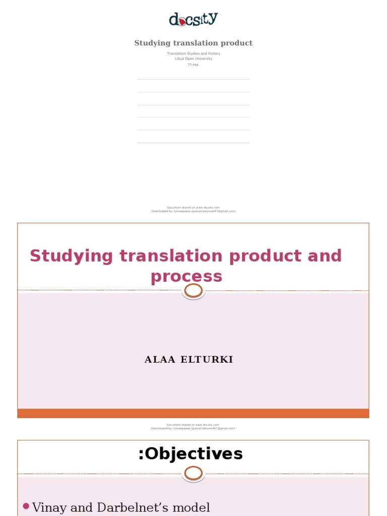 Studying Translation Product PDF Translations Grammar
