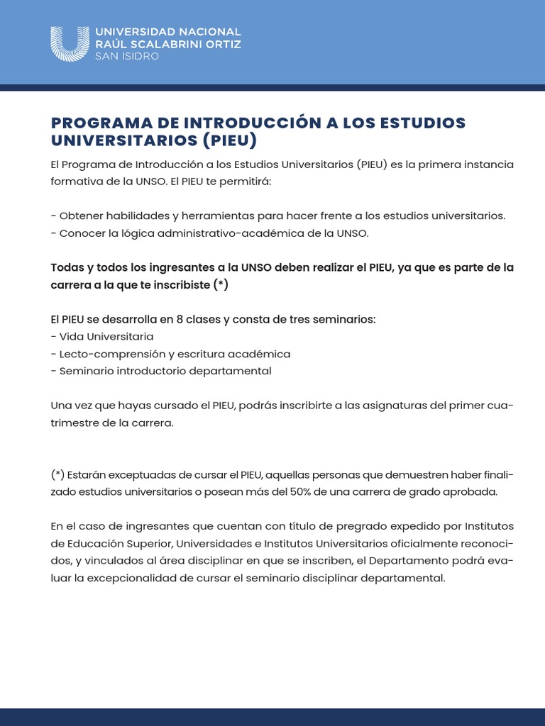 Programa de Introducción a Estudios UNSO | PDF | Crecimiento personal y ...