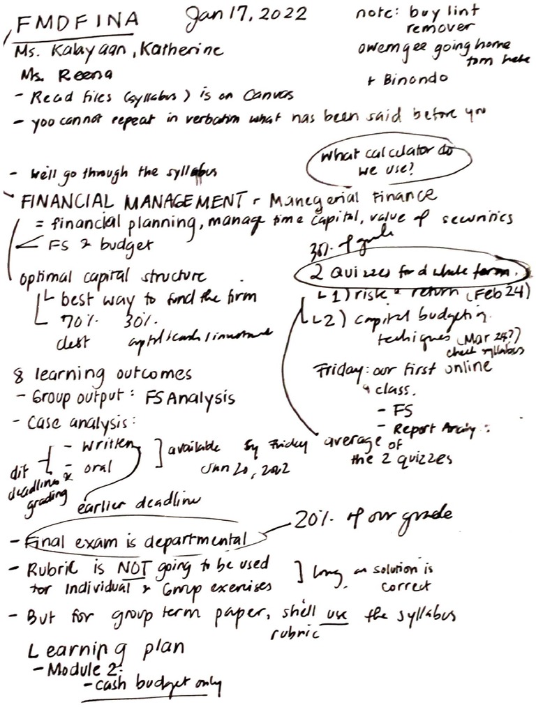 FMDFINA Notes 1 | PDF