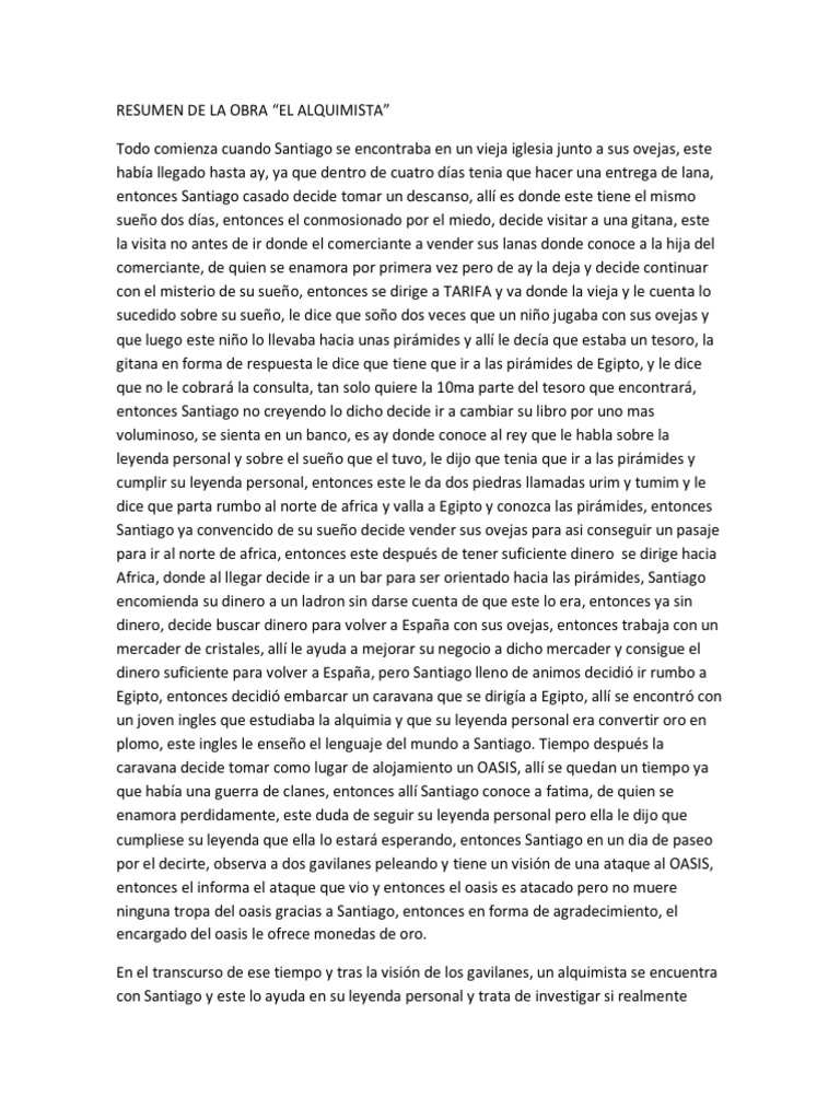 Resumen de La Obra El Alquimista - 1691047524
