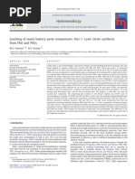 Leaching of Waste Battery Paste Components. Part 1 Lead Citrate Synthesis From PbO and PbO2