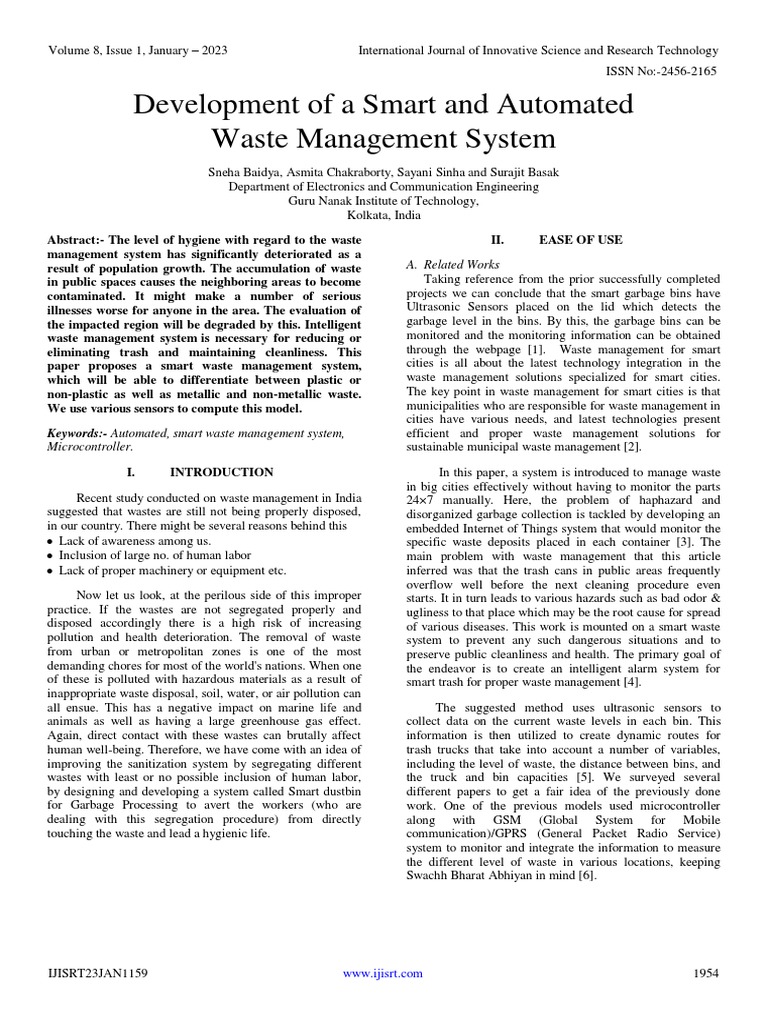 Development of A Smart and Automated Waste Management System Circuit Diagram