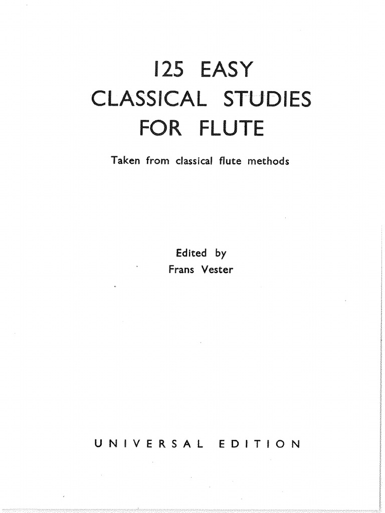 Frans Vester 125 Classical Studies For Flute PDF