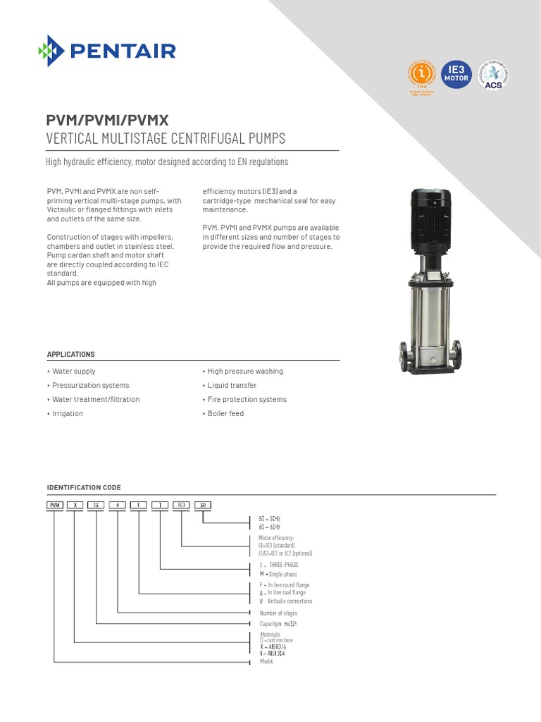 PVM Data Sheet | PDF | Electric Motor | Pump