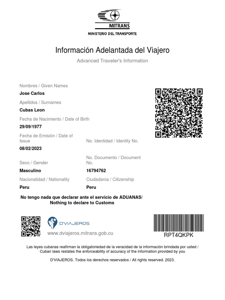 Informacion adelantada del viajero pdf