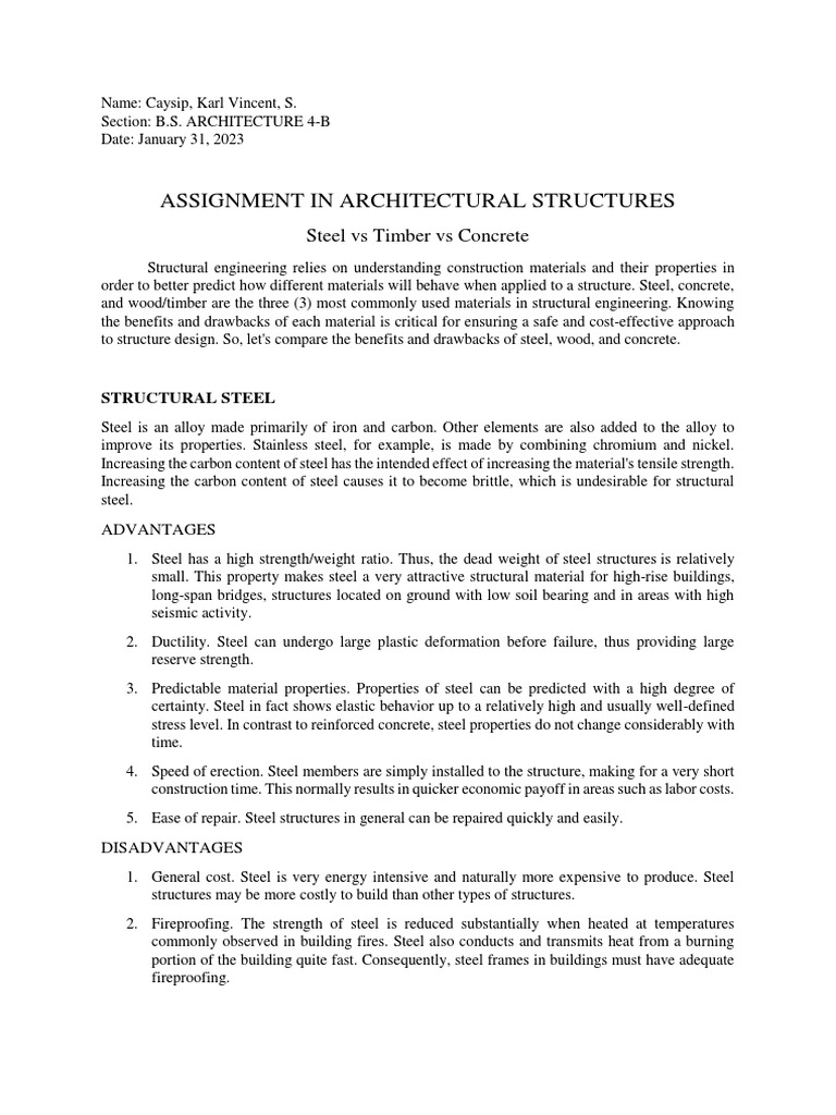 Assignment in Architectural Structures A4 | PDF | Concrete | Steel