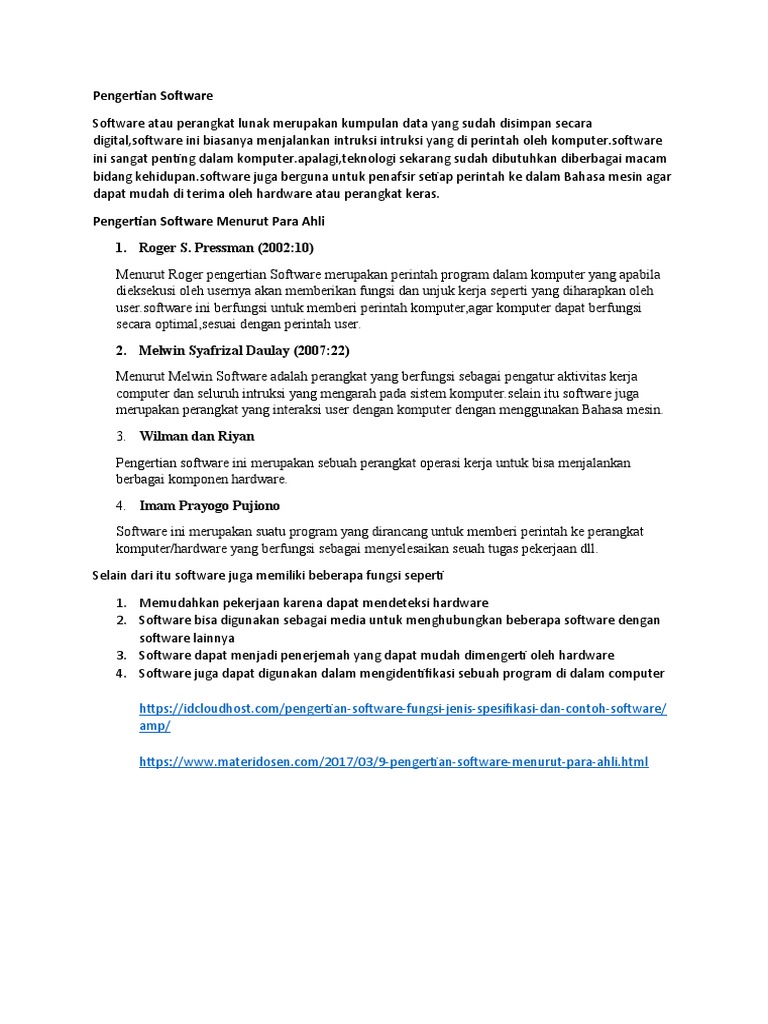 Pengertian Dan Fungsi Software | PDF