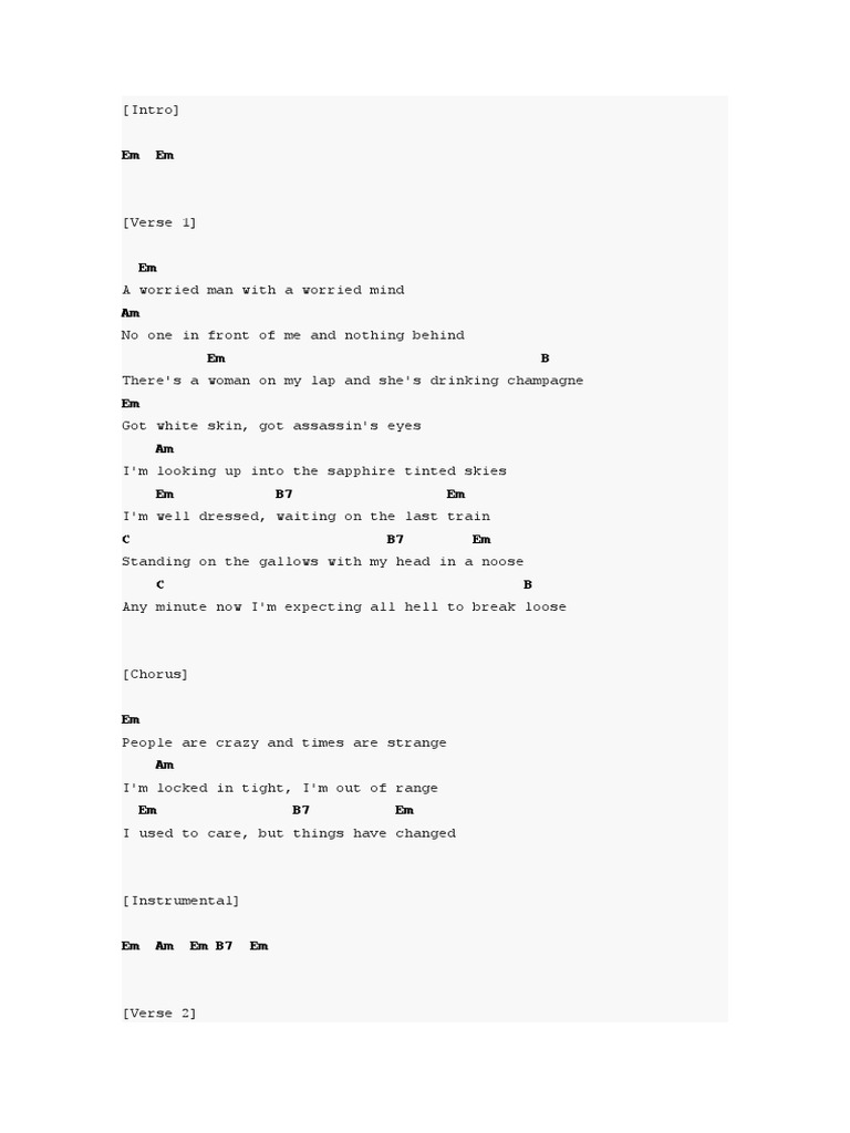 Things Have Changed PDF Song Structure