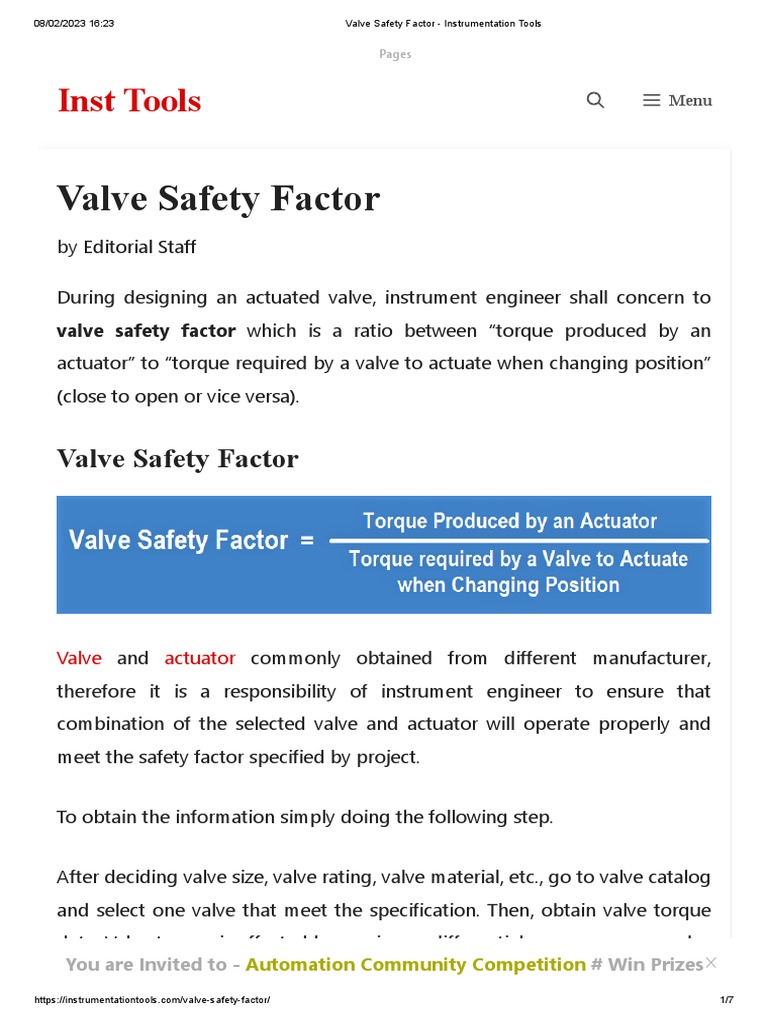 Valve Safety Factor Valve Design PDF Valve Actuator
