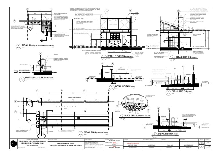 DPWH Lavatory and Ramp Details | PDF | Roof | Tile