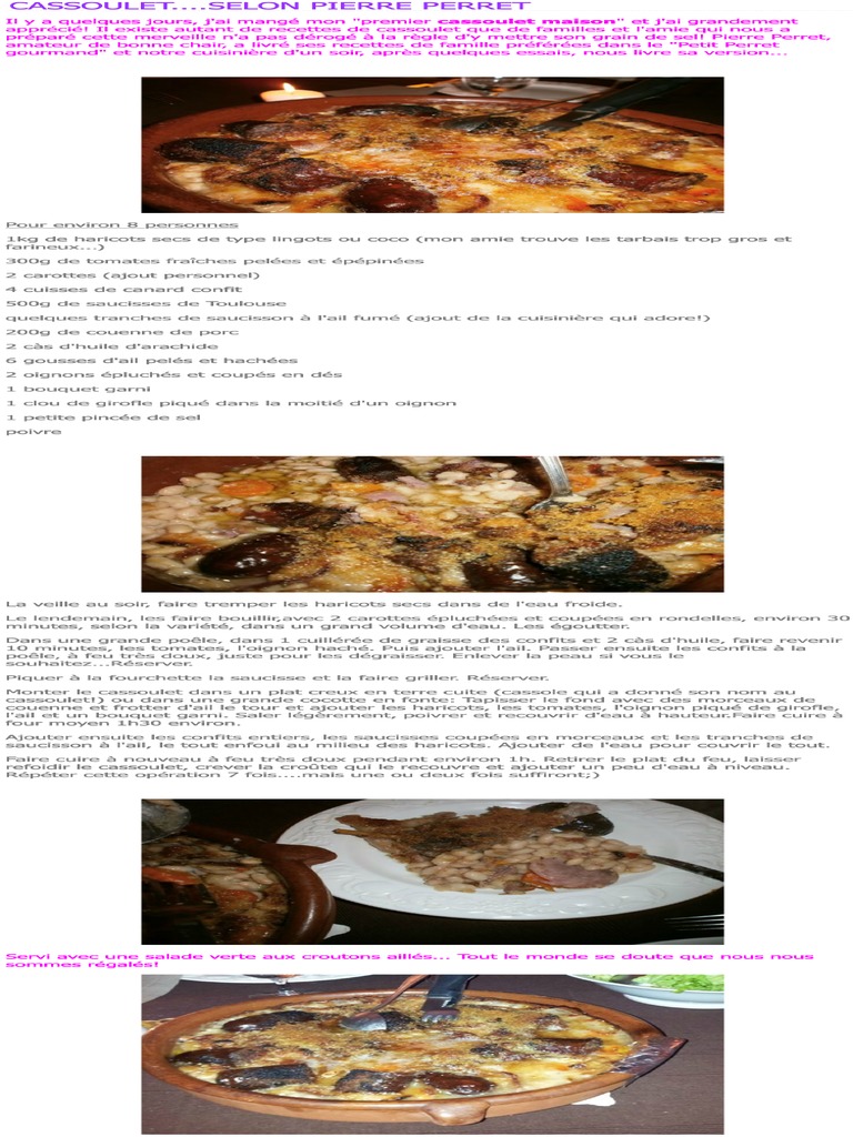 Cassoulet Selon Pierre Perret | PDF