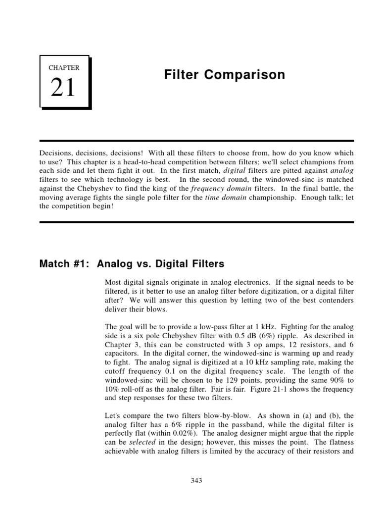 Analog vs Digital Filter Filter (Signal Processing) Electronic