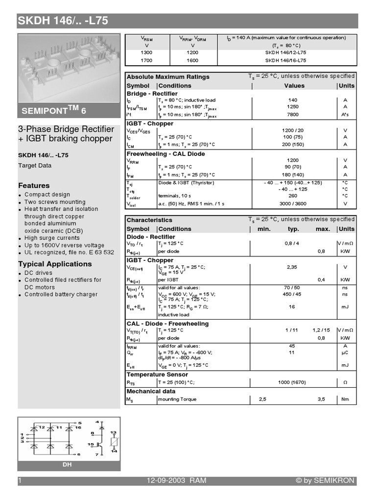 Semikron Igbt Module SKDH 146/16-L100, 1700 V at ₹ 3500/piece in