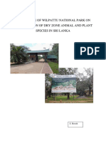 Importance of Wilpattu National Park On Conservation of Dry Zone Animal and Plant Species in Sri Lanka