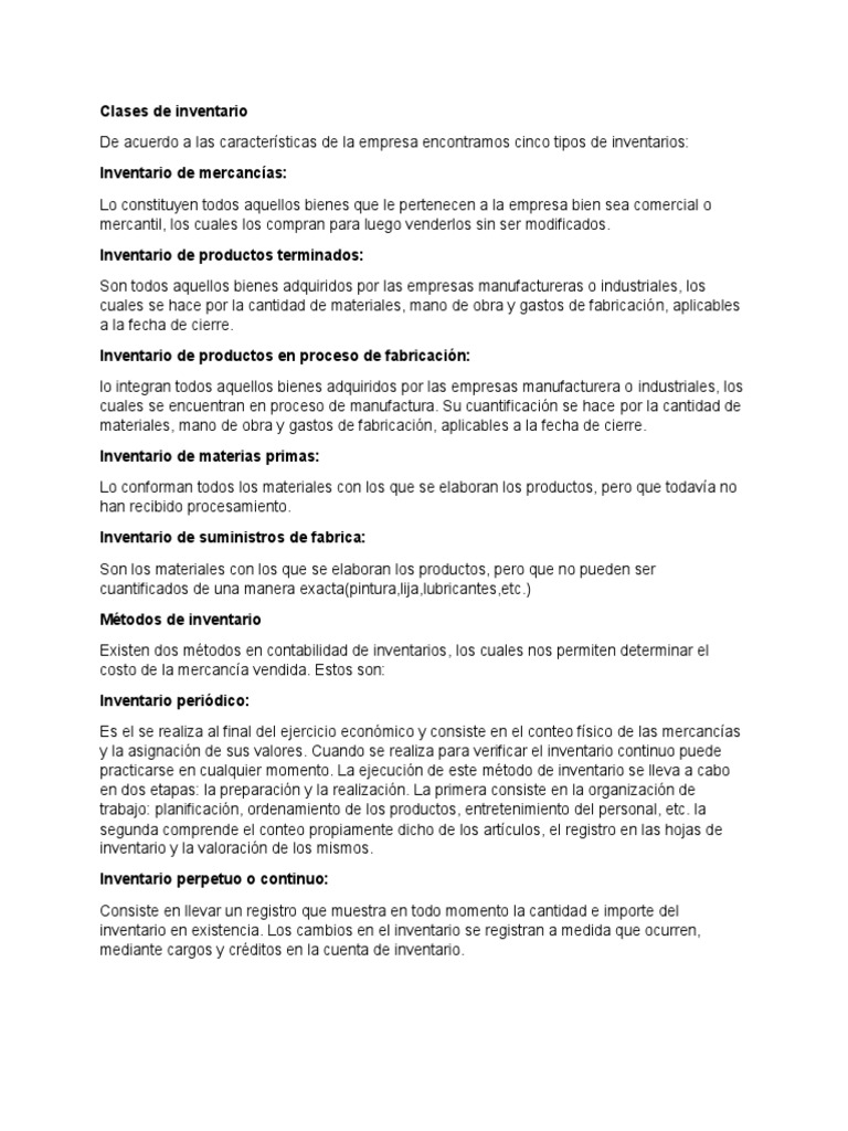 Clases de Inventario | PDF