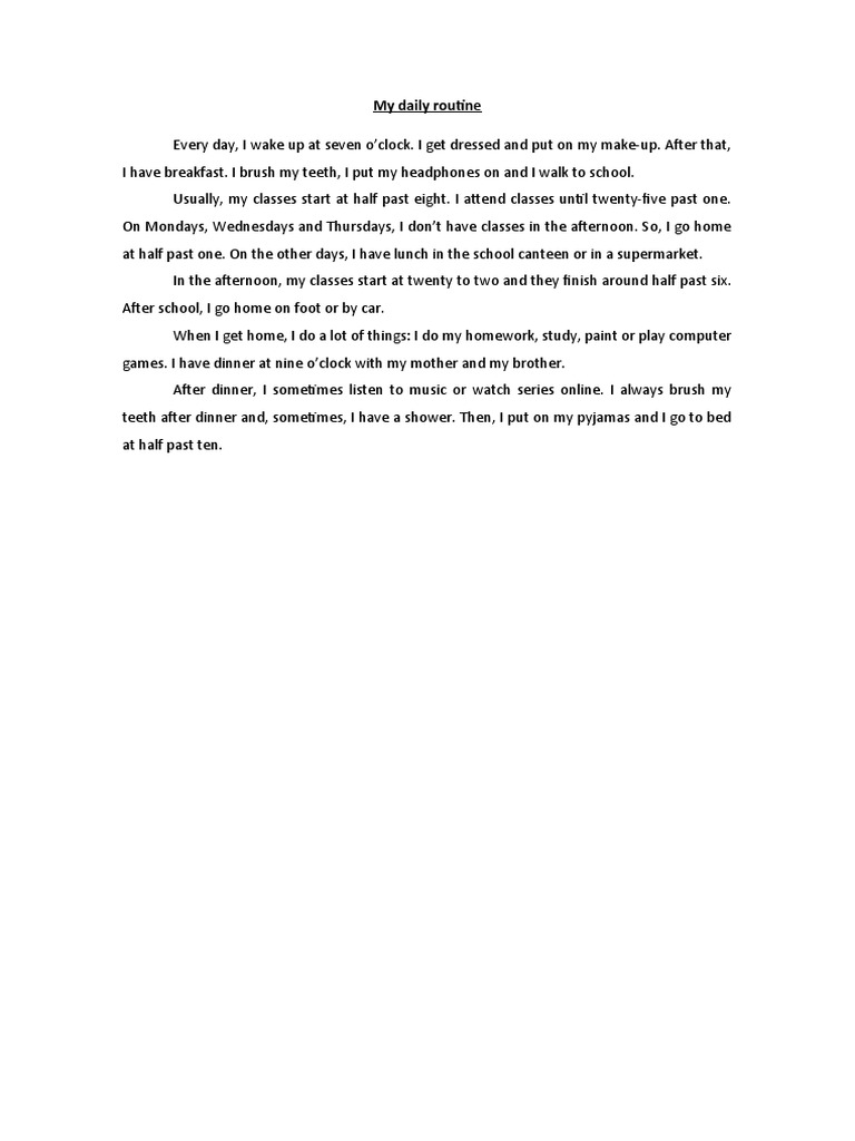 Student's Daily Routine Overview | PDF