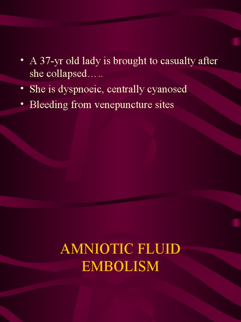 Amniotic Fluid Embolism PDF Childbirth Health Care