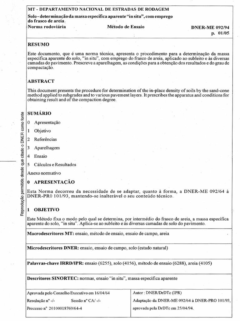 Densidade in situ dner me 092 94 1 pdf natureza ci ncias