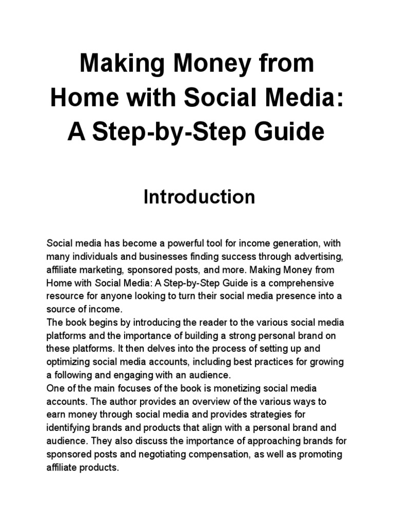 Making money from home with social media a step by step guide pdf