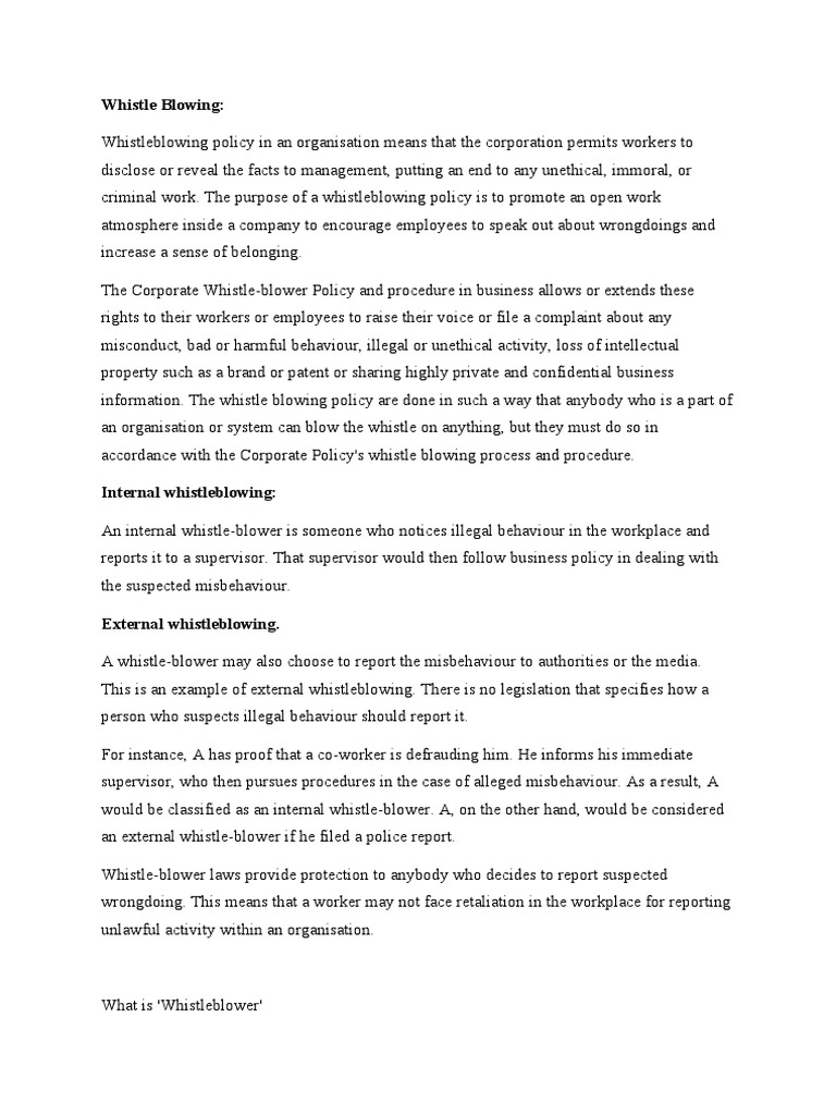 Whistle Blowing | PDF | Whistleblower | Justice