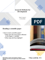 Research Methods For Development: Week 2, Session 2 Dr. Hina Khalid