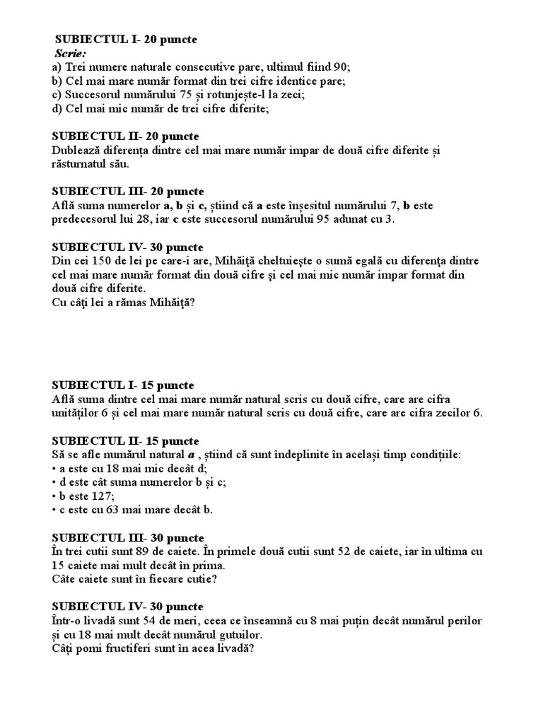 Subiectul I | PDF