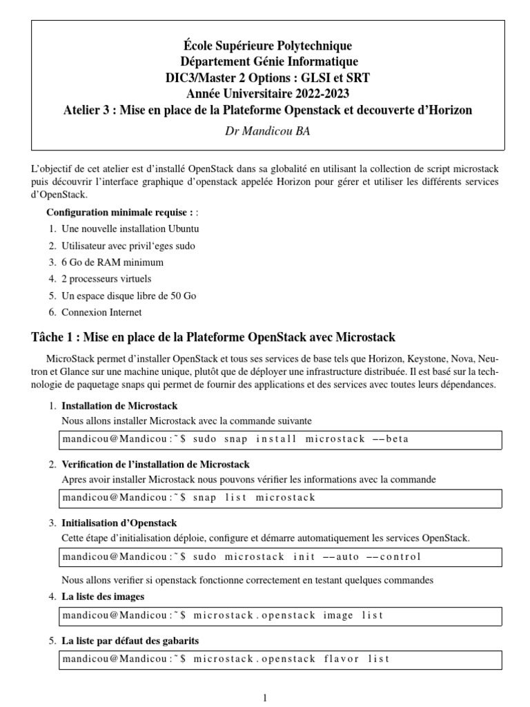 Installation de Microstack sur Ubuntu | PDF | OpenStack | Ingénierie ...