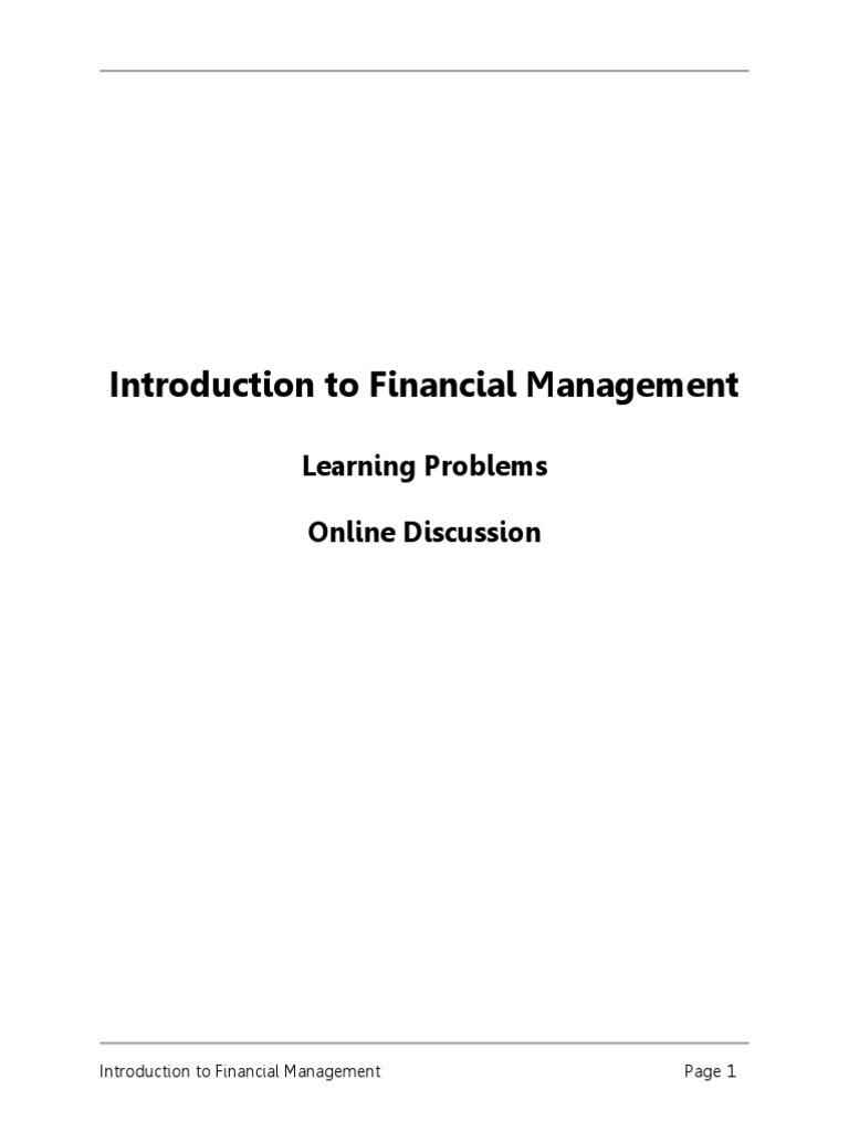 Financial Management Problem Set Analysis | PDF | Government Finances ...