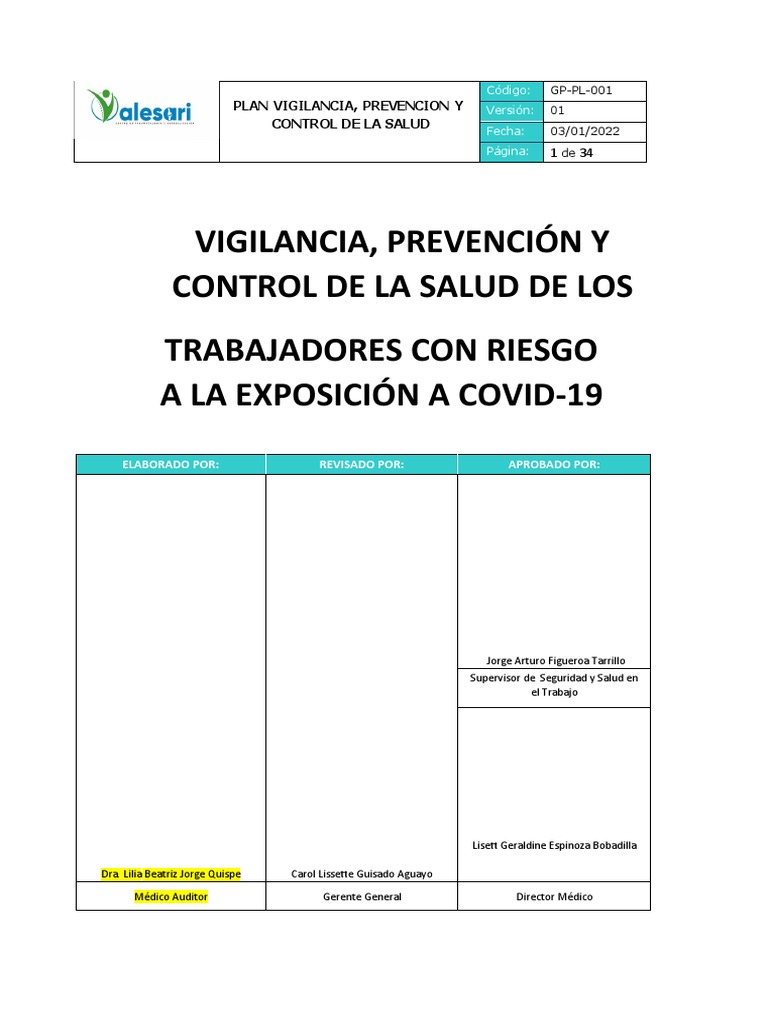 Plan Vigilancia, Prevencion y Control de La Salud - Covid 2022 | PDF ...