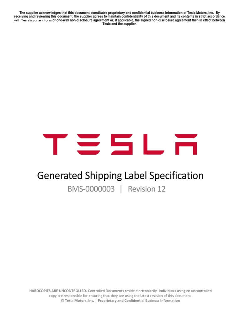 Generated Shipping Label Specifications PDF Specification