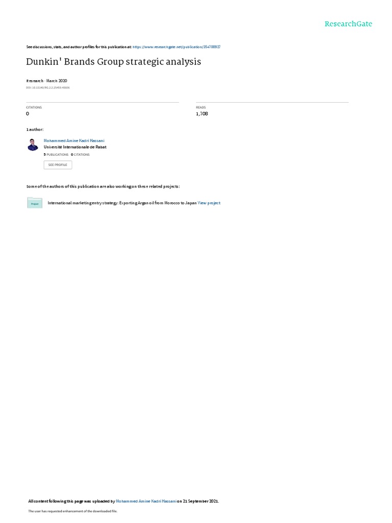 Dunkin Donuts Strategic Analysis PDF Return On Investment Franchising