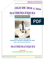 Bac C Togo Maths de 2010 A 2020