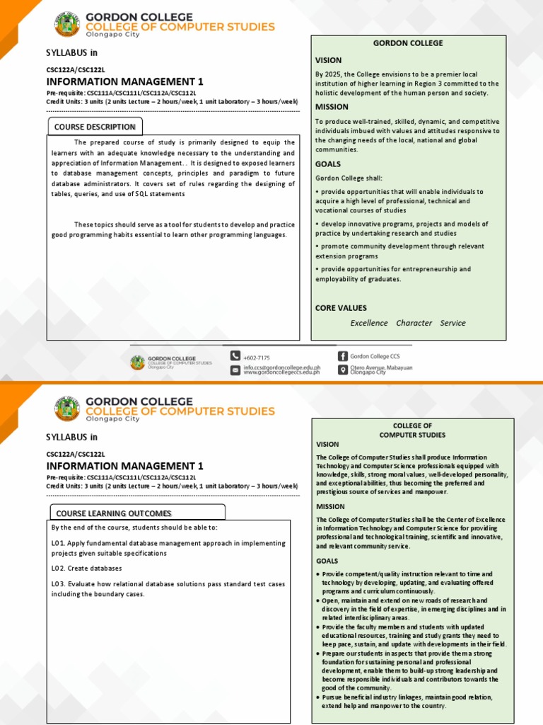 Information Management Course Syllabus | PDF | Databases | Microsoft Access