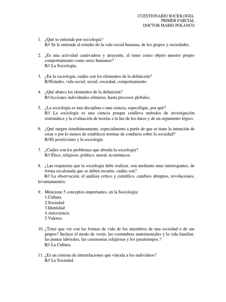 Cuestionario primer parcial pdf m todo cient fico sociolog a