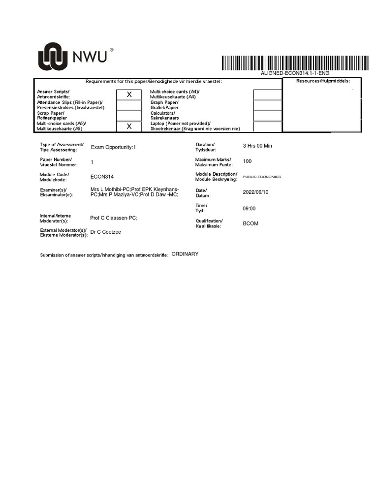 ECON314 Nwu-Jun2022 | PDF | Taxes | Fiscal Policy