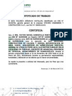 Certificado de Trabajo Pajarito AHUAYCHA