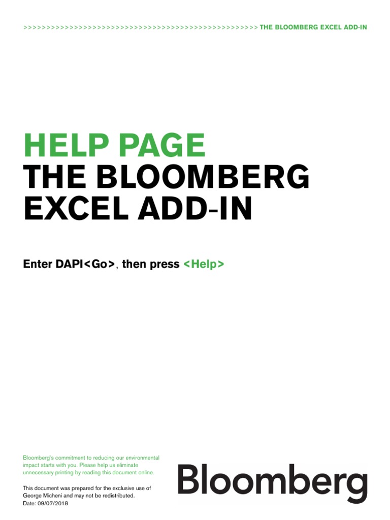 Bloomberg function reference pdf microsoft excel spreadsheet