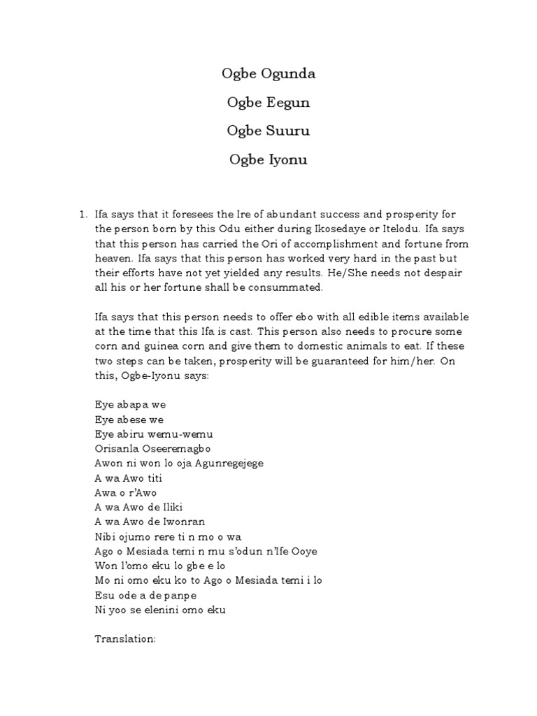 Ogbe Ogunda: Path to Prosperity | PDF | Anger
