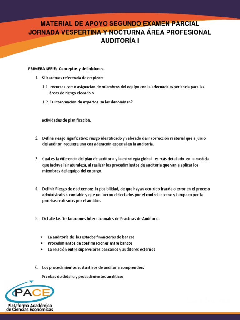 MATERIAL REPASO 2do Parcial Auditoria I | PDF | Auditoría | Evaluación