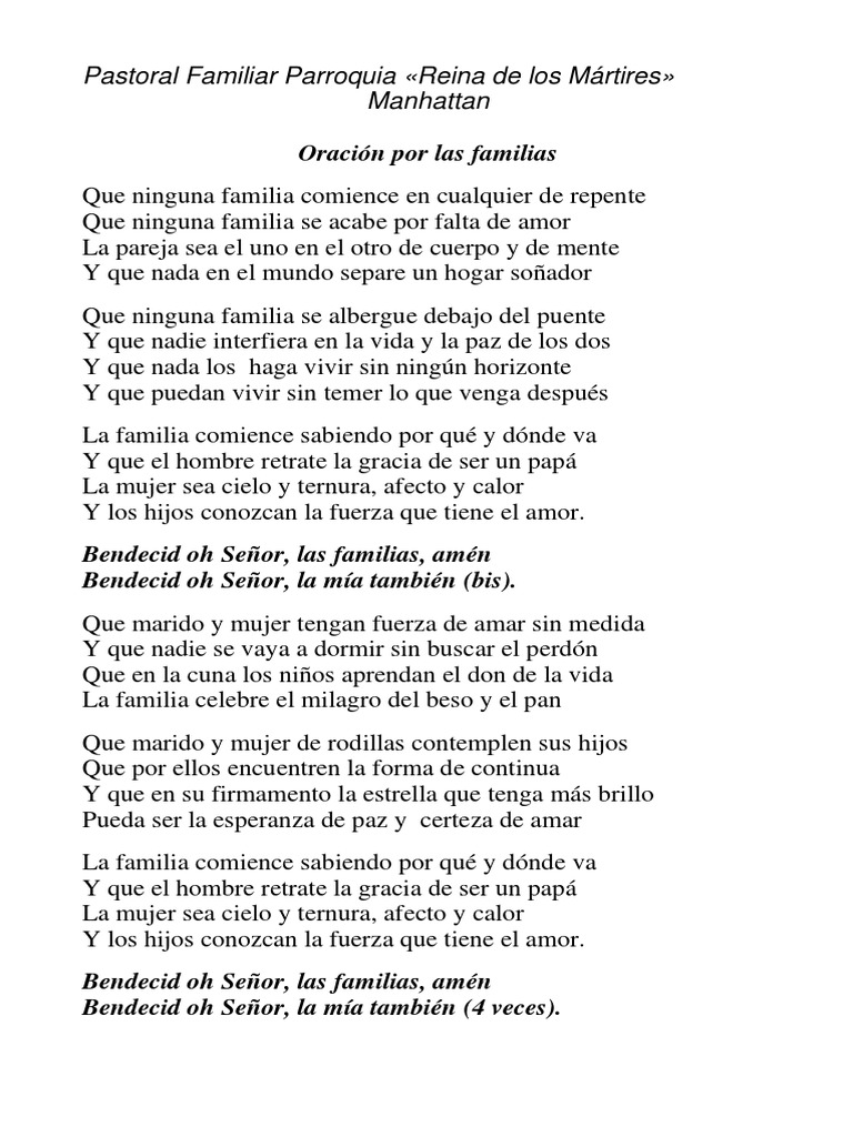 Oración Por La Familia | PDF | Oración | Amor