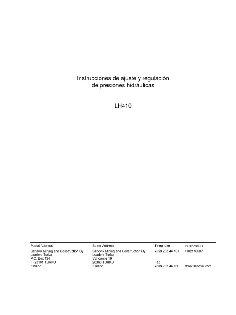 Ajuste de Presiones Hidráulicas LH410 | PDF | Bomba | Presión