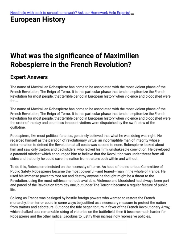 What Was The Significance of Maximilien Robespierre in The French