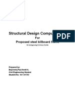 Structural Design Computation: For Proposed Steel Billboard Frame