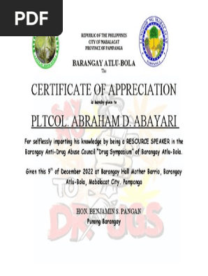 certificate of appreciation